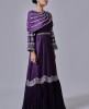 Purple Raw Silk Hand Embroidered Frilled Gown
